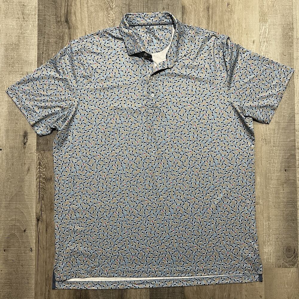 Johnnie O Performance Stretch Golf Shirt All Over Print Duck Print Men's Sz XL